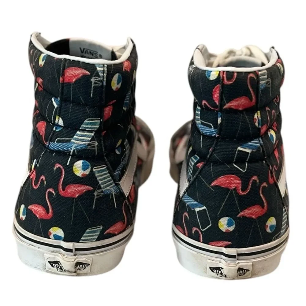 Vans Sk8-Hi Flamingo Print High Top Sneakers Casual Streetwear Skate Shoes Sz 12